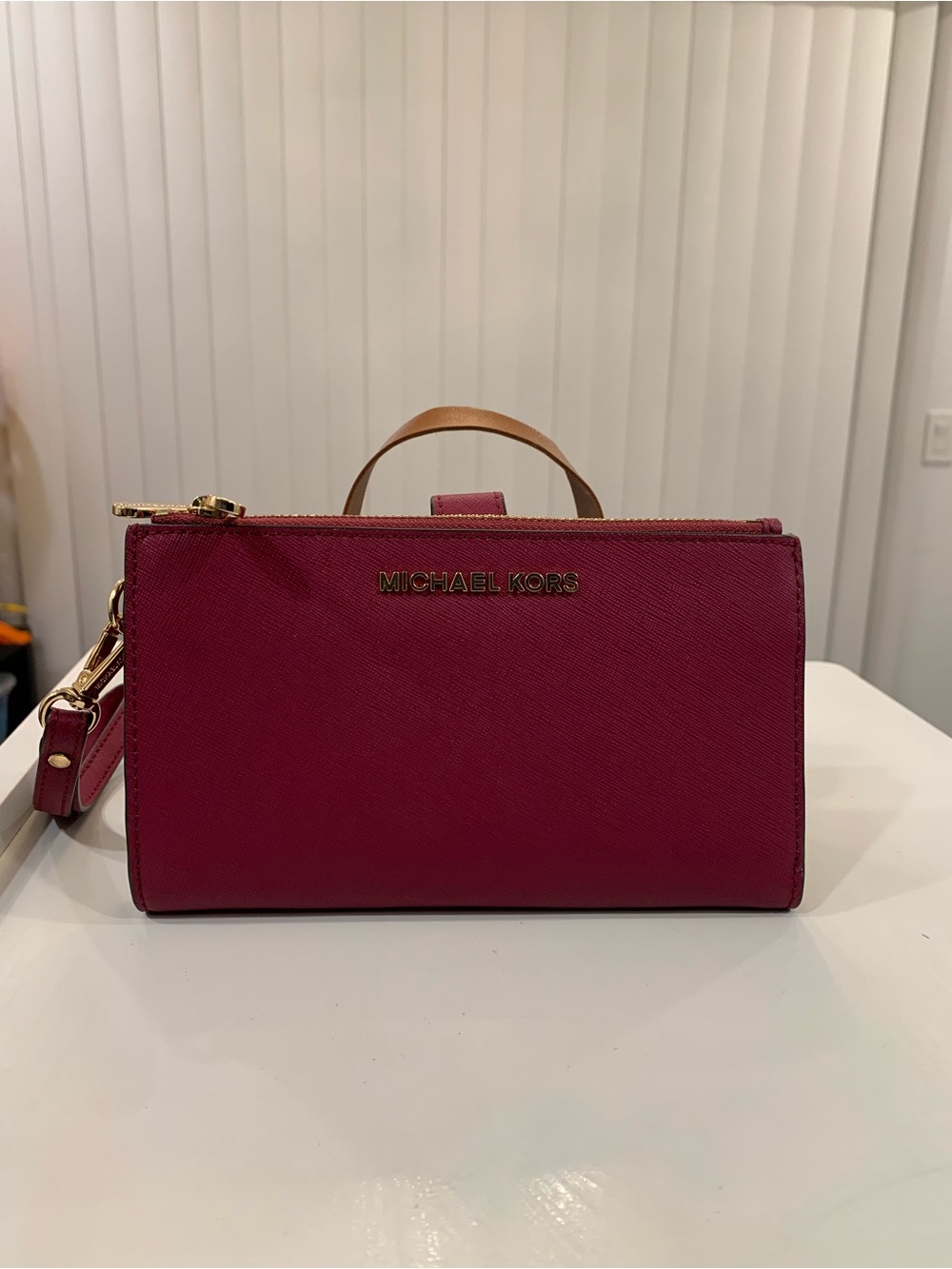 Michael Kors Fuchsia Saffiano Leather Wristlet